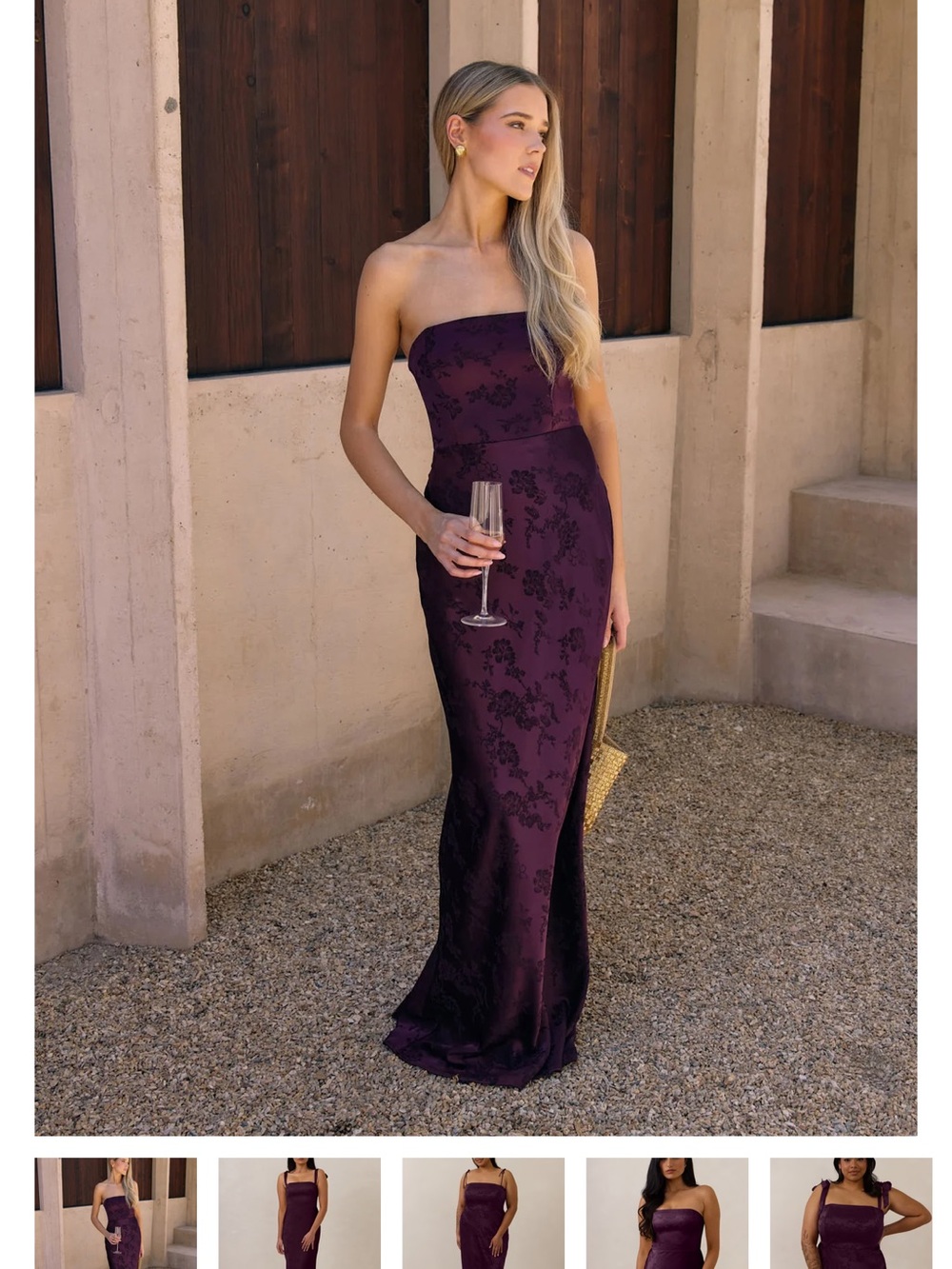 Park & Fifth Strapless Plum Lace Evening Gown